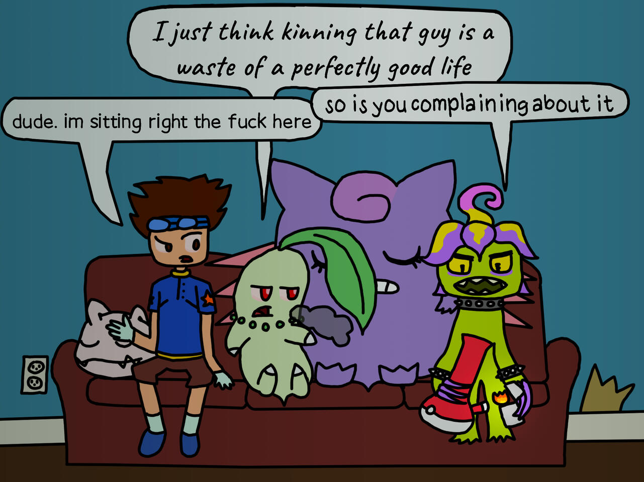 Chloe, Nene, Fate, Taichi and Koromon